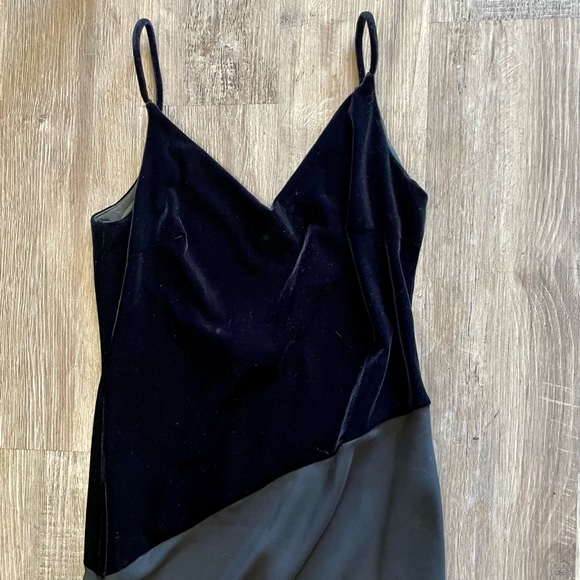 Vintage 90s Y2K Zum Zum Bias Cut Asymmetrical Velvet + Chiffon Formal Slip Gown - Picture 15 of 17